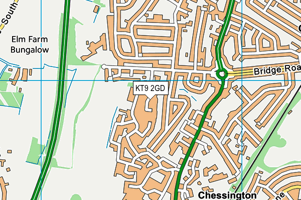 KT9 2GD map - OS VectorMap District (Ordnance Survey)