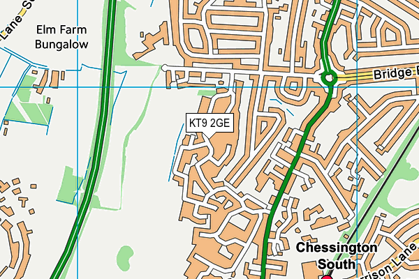 KT9 2GE map - OS VectorMap District (Ordnance Survey)