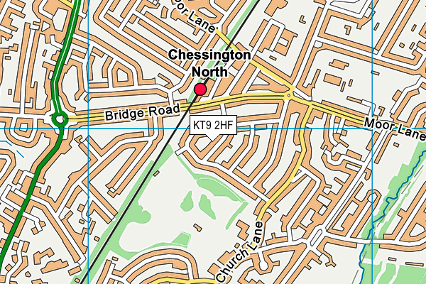 KT9 2HF map - OS VectorMap District (Ordnance Survey)