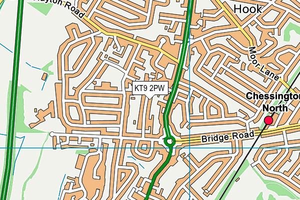 KT9 2PW map - OS VectorMap District (Ordnance Survey)