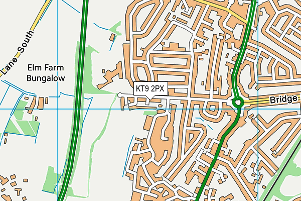 KT9 2PX map - OS VectorMap District (Ordnance Survey)