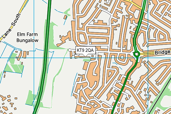 KT9 2QA map - OS VectorMap District (Ordnance Survey)