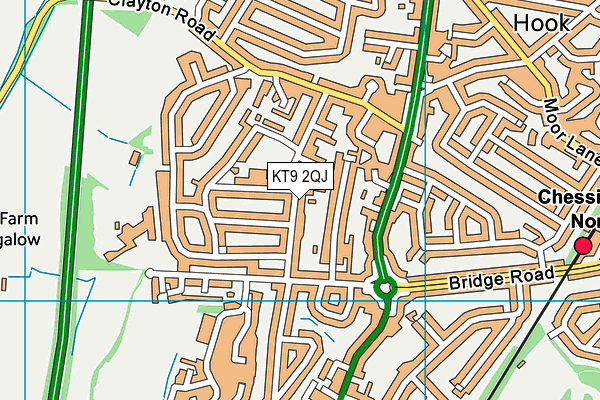 KT9 2QJ map - OS VectorMap District (Ordnance Survey)