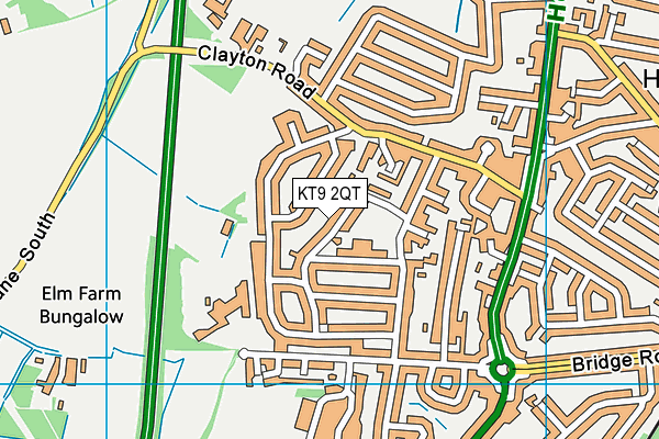 KT9 2QT map - OS VectorMap District (Ordnance Survey)
