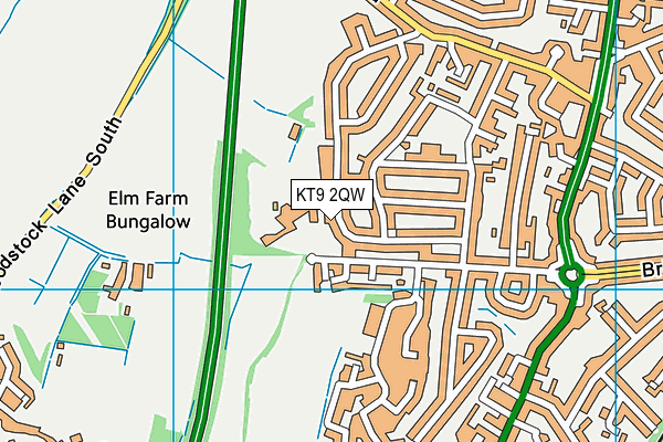 KT9 2QW map - OS VectorMap District (Ordnance Survey)