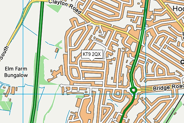 KT9 2QX map - OS VectorMap District (Ordnance Survey)