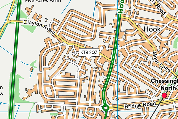 KT9 2QZ map - OS VectorMap District (Ordnance Survey)