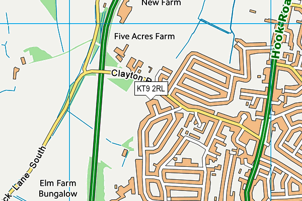 KT9 2RL map - OS VectorMap District (Ordnance Survey)