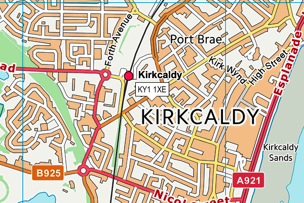 KY1 1XE map - OS VectorMap District (Ordnance Survey)