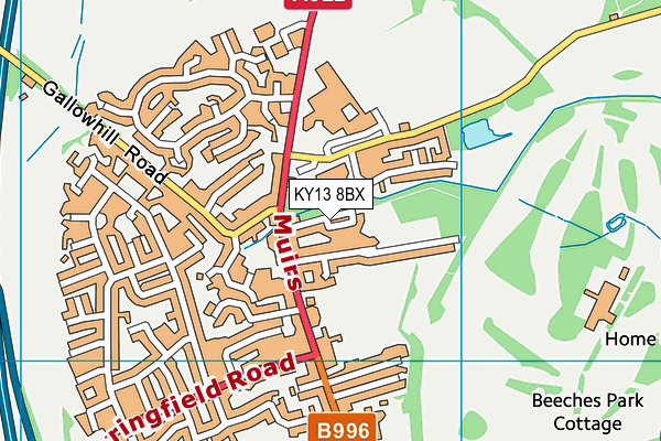 KY13 8BX map - OS VectorMap District (Ordnance Survey)