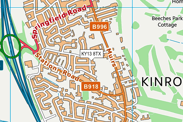KY13 8TX map - OS VectorMap District (Ordnance Survey)
