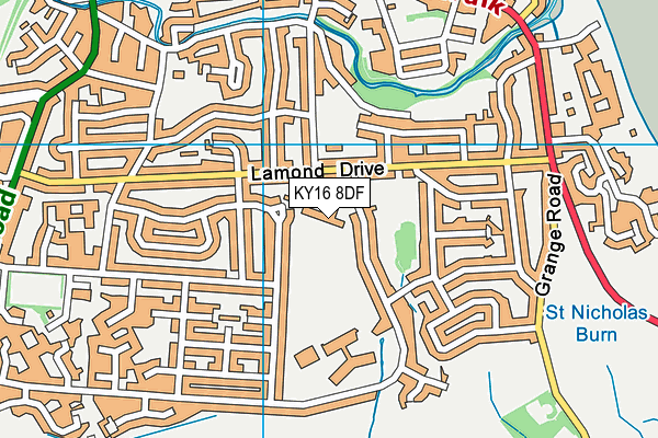 KY16 8DF map - OS VectorMap District (Ordnance Survey)