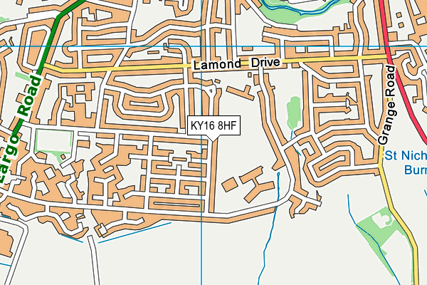 KY16 8HF map - OS VectorMap District (Ordnance Survey)