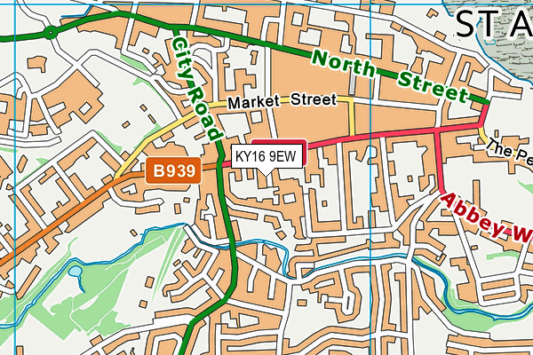 KY16 9EW map - OS VectorMap District (Ordnance Survey)