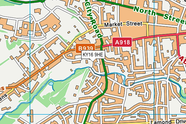 KY16 9HE map - OS VectorMap District (Ordnance Survey)