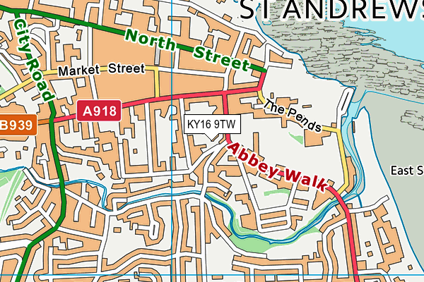 KY16 9TW map - OS VectorMap District (Ordnance Survey)