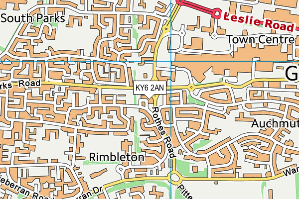 KY6 2AN map - OS VectorMap District (Ordnance Survey)