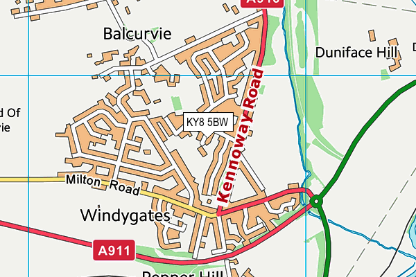 KY8 5BW map - OS VectorMap District (Ordnance Survey)