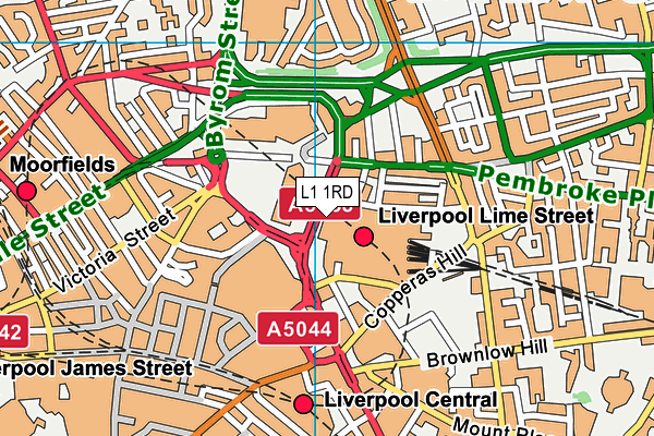 L1 1RD map - OS VectorMap District (Ordnance Survey)