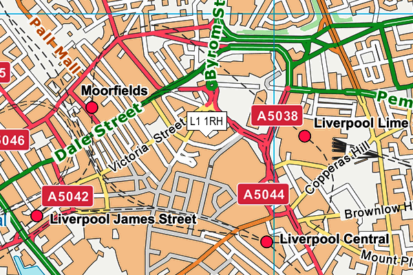 Marriott Leisure Club (Liverpool City Centre) map (L1 1RH) - OS VectorMap District (Ordnance Survey)