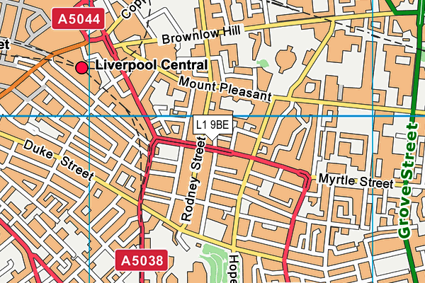 L1 9BE map - OS VectorMap District (Ordnance Survey)