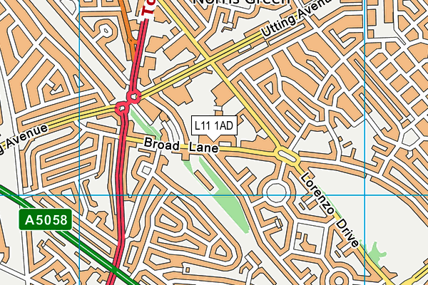 L11 1AD map - OS VectorMap District (Ordnance Survey)