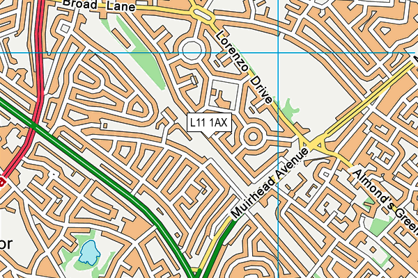 L11 1AX map - OS VectorMap District (Ordnance Survey)