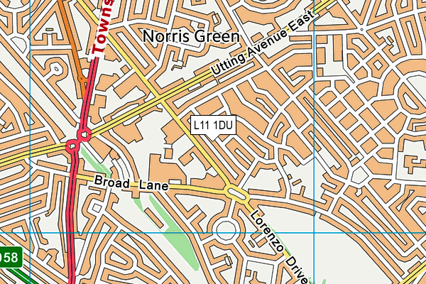 L11 1DU map - OS VectorMap District (Ordnance Survey)