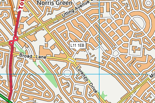 L11 1EB map - OS VectorMap District (Ordnance Survey)