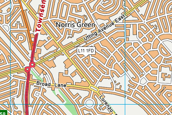 L11 1FD map - OS VectorMap District (Ordnance Survey)