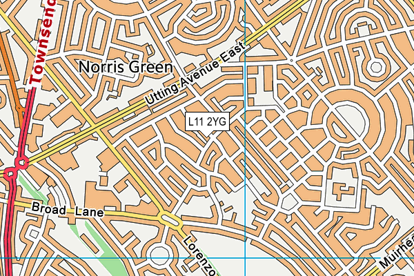 L11 2YG map - OS VectorMap District (Ordnance Survey)