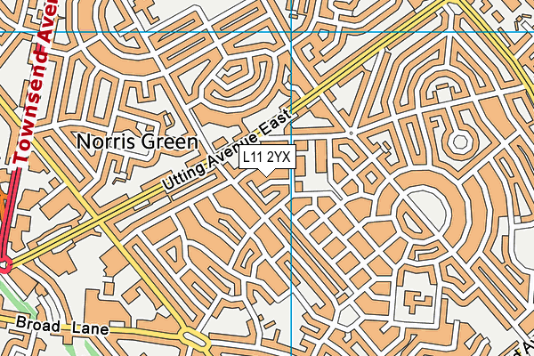 L11 2YX map - OS VectorMap District (Ordnance Survey)