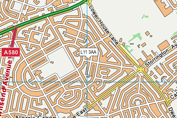 L11 3AA map - OS VectorMap District (Ordnance Survey)
