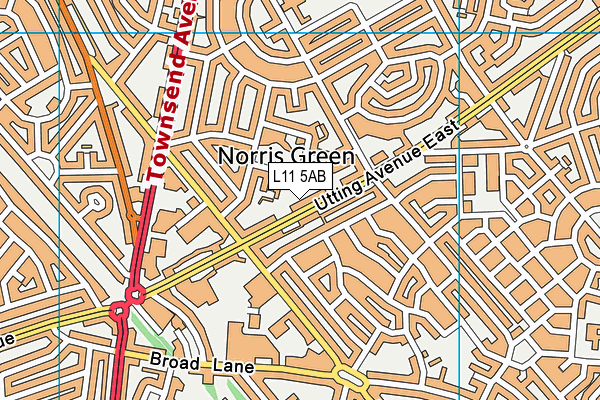 L11 5AB map - OS VectorMap District (Ordnance Survey)