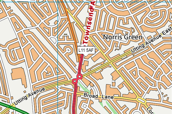 Norris Green Youth Centre map (L11 5AF) - OS VectorMap District (Ordnance Survey)