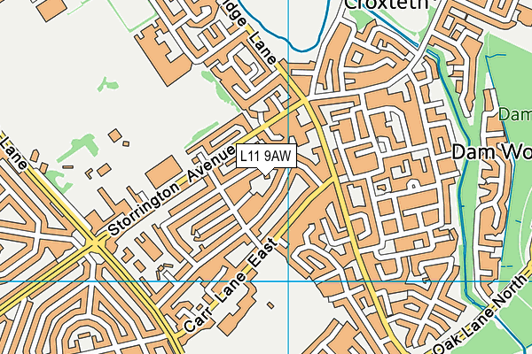 L11 9AW map - OS VectorMap District (Ordnance Survey)