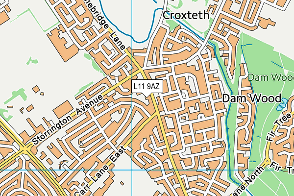 L11 9AZ map - OS VectorMap District (Ordnance Survey)