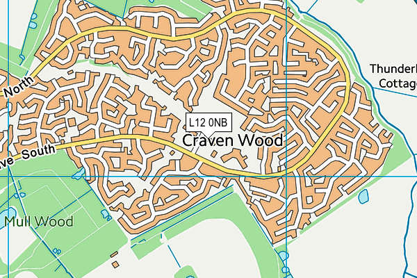 Rhys Jones Centre map (L12 0NB) - OS VectorMap District (Ordnance Survey)