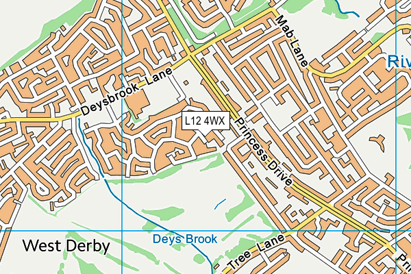 L12 4WX map - OS VectorMap District (Ordnance Survey)