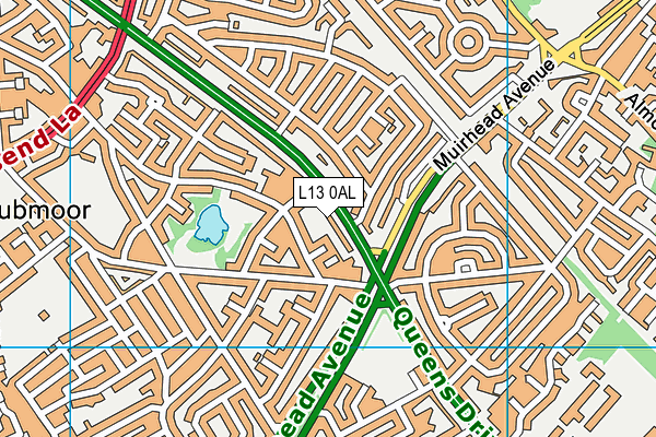 L13 0AL map - OS VectorMap District (Ordnance Survey)