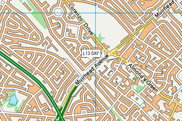 L13 0AY map - OS VectorMap District (Ordnance Survey)