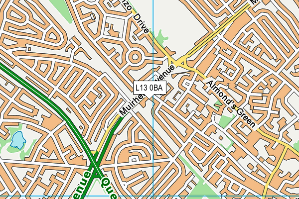 L13 0BA map - OS VectorMap District (Ordnance Survey)