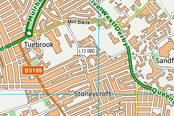 L13 0BD map - OS VectorMap District (Ordnance Survey)