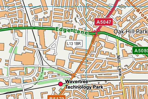 L13 1BR map - OS VectorMap District (Ordnance Survey)