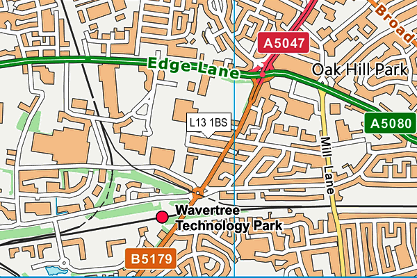 L13 1BS map - OS VectorMap District (Ordnance Survey)