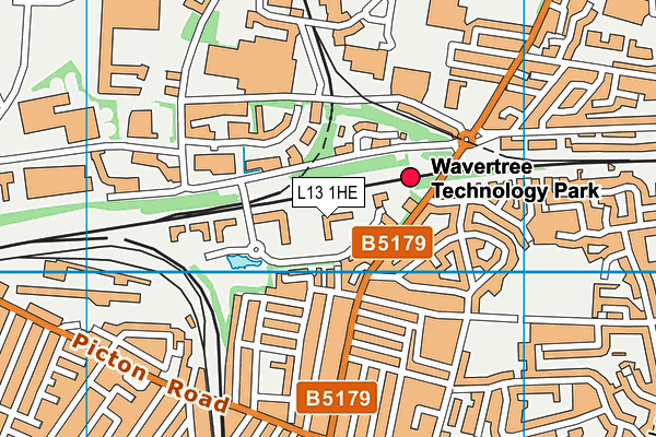 L13 1HE map - OS VectorMap District (Ordnance Survey)