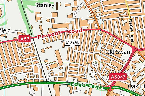 L13 2AU map - OS VectorMap District (Ordnance Survey)