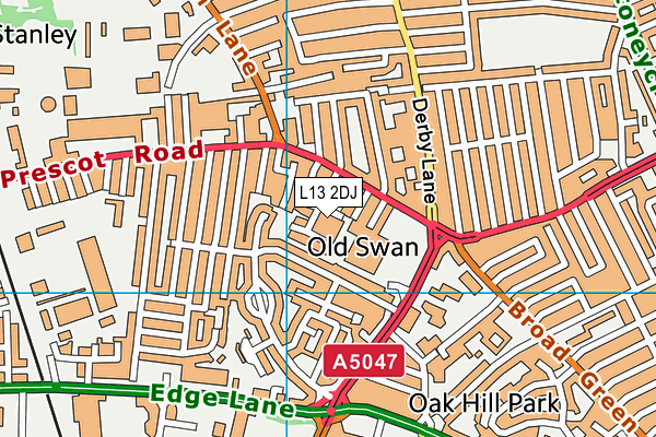 L13 2DJ map - OS VectorMap District (Ordnance Survey)