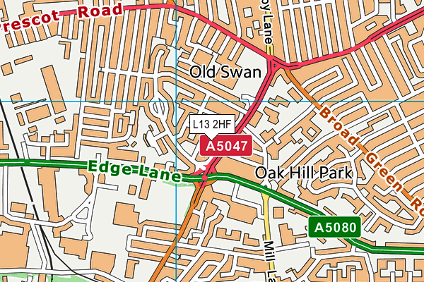 L13 2HF map - OS VectorMap District (Ordnance Survey)