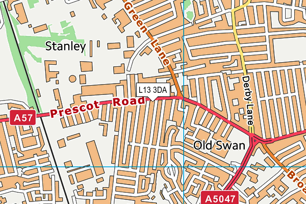 L13 3DA map - OS VectorMap District (Ordnance Survey)